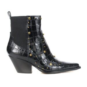 Vince Camuto Norley Black Crocodile Leather Booties Women’s Size 8 Square Toe